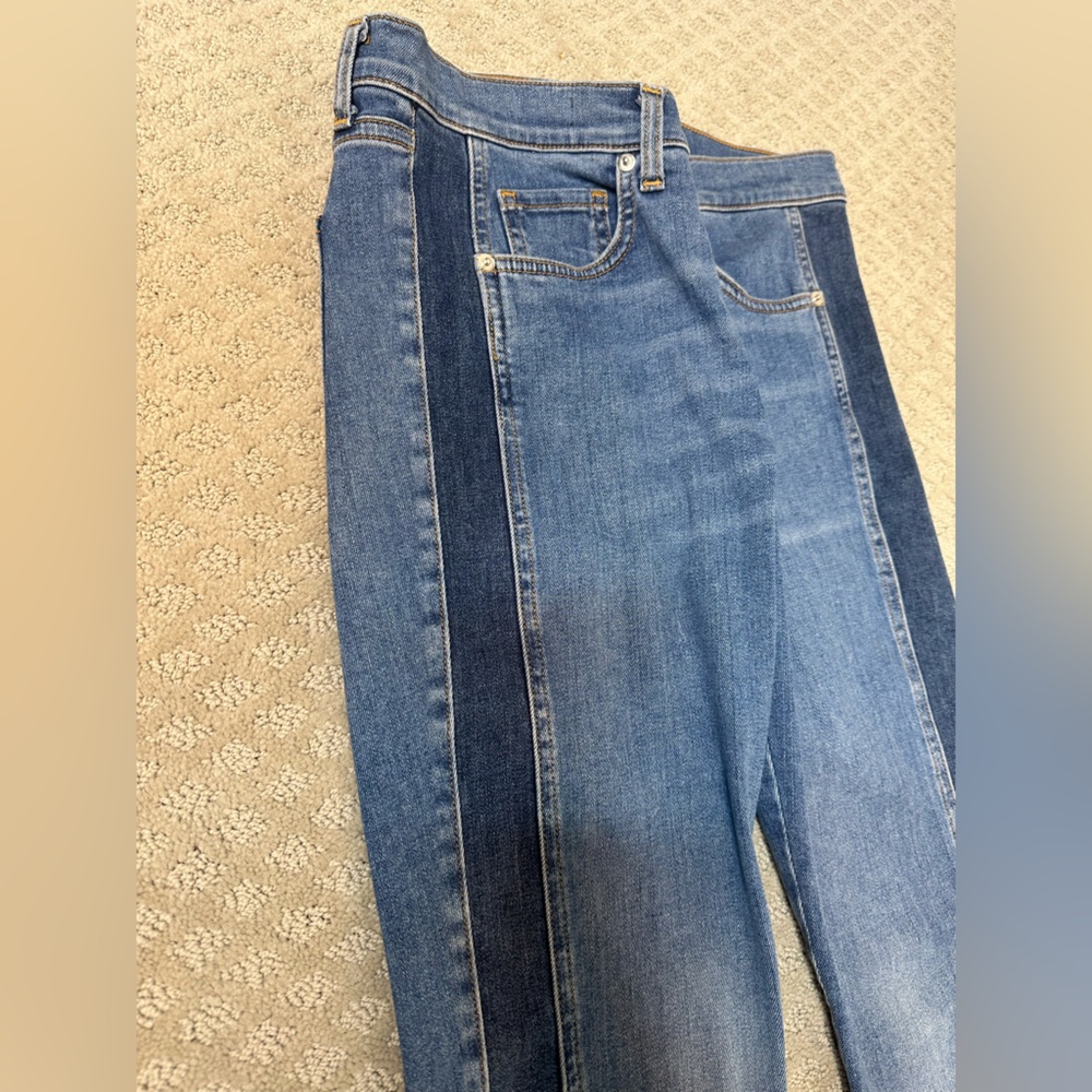 Sz 6 or 28 Veronica Beard Kate High Rise Two Tone Skinny Jeans stretch - Picture 5 of 12